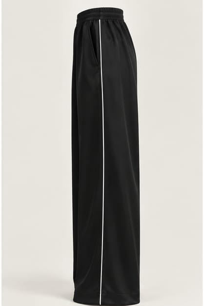 EXETERA Black Satin Trousers