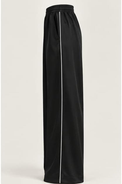 EXETERA Black Satin Trousers