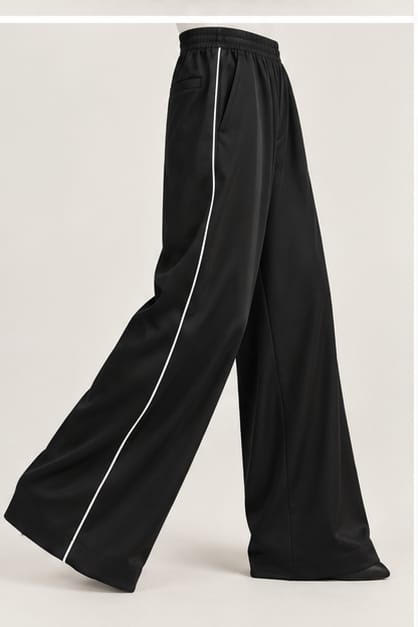 EXETERA Black Satin Trousers