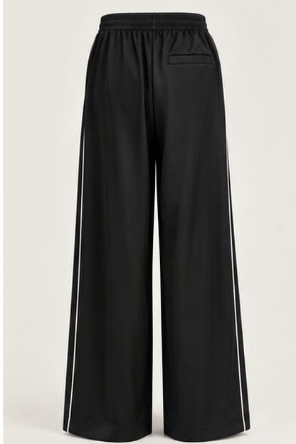EXETERA Black Satin Trousers