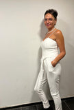 ÉTOILE Sleeveless Jumpsuit With Bow Tie In White