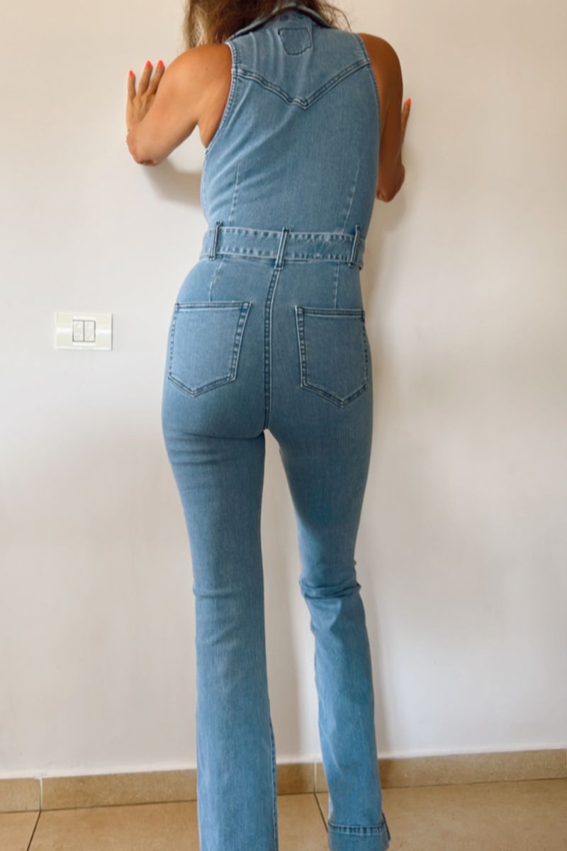 ETOILE Light Wash Zip Through Denim Jumpsuit